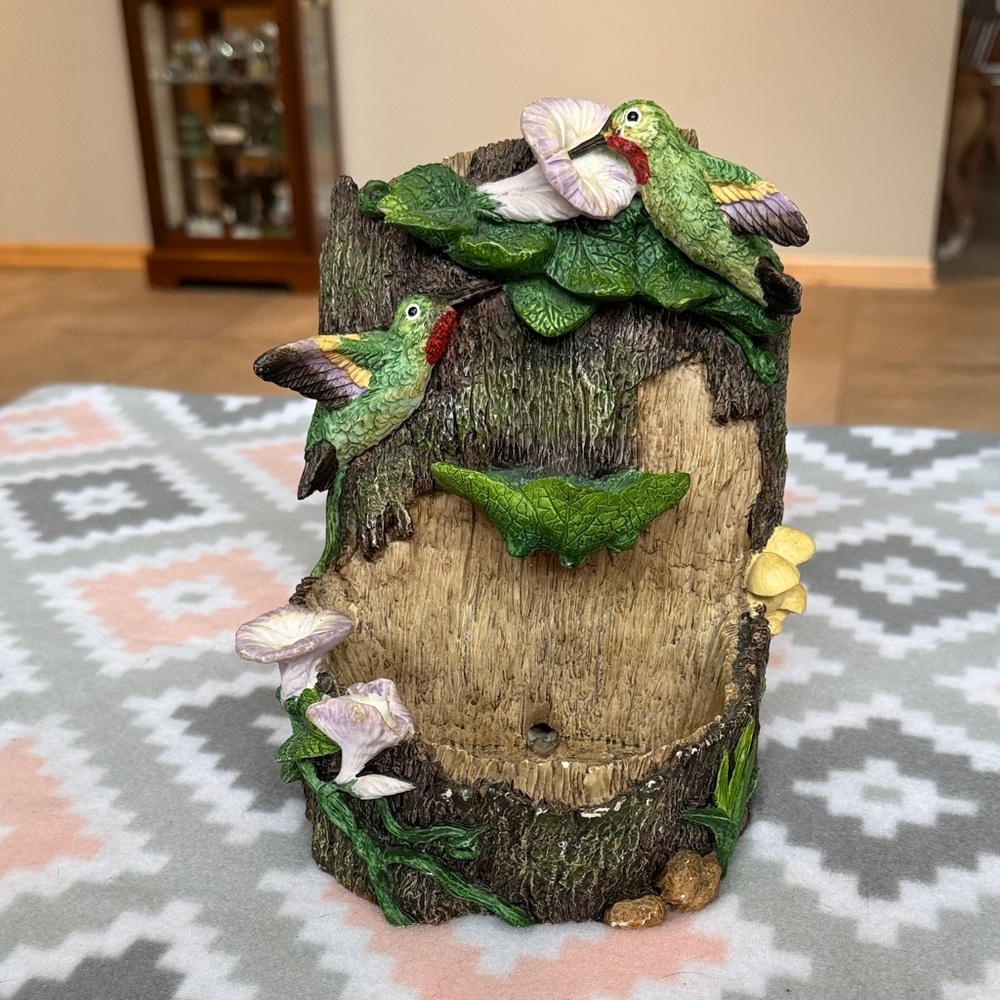 Hummingbird and Flower Resin planter or decorative trinket holder